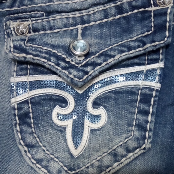 Rock Revival Women's 26 Straight Jen Embellished Shimmer Distressed NWT - Picture 2 of 13